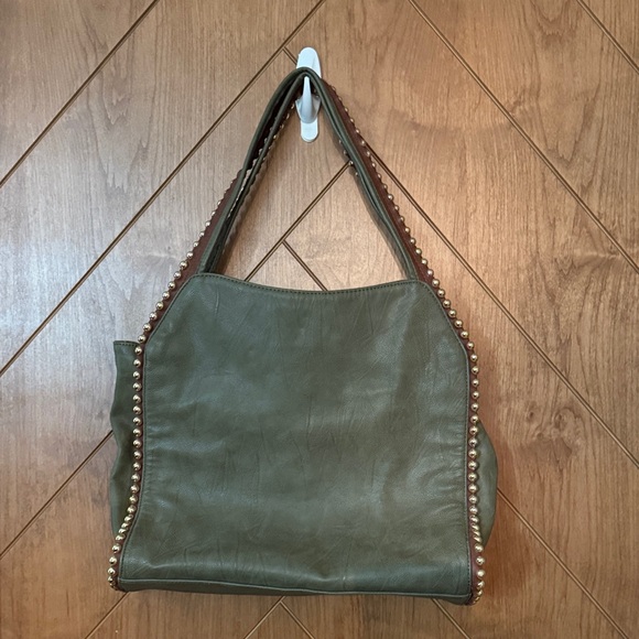 Big Buddha Olive Tote with Studded Trim - Picture 1 of 4